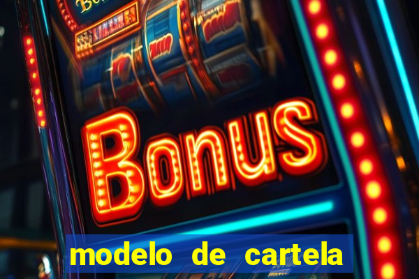 modelo de cartela de bingo em branco