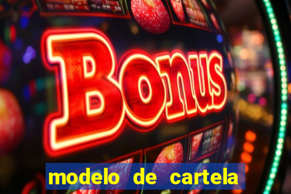 modelo de cartela de bingo em branco